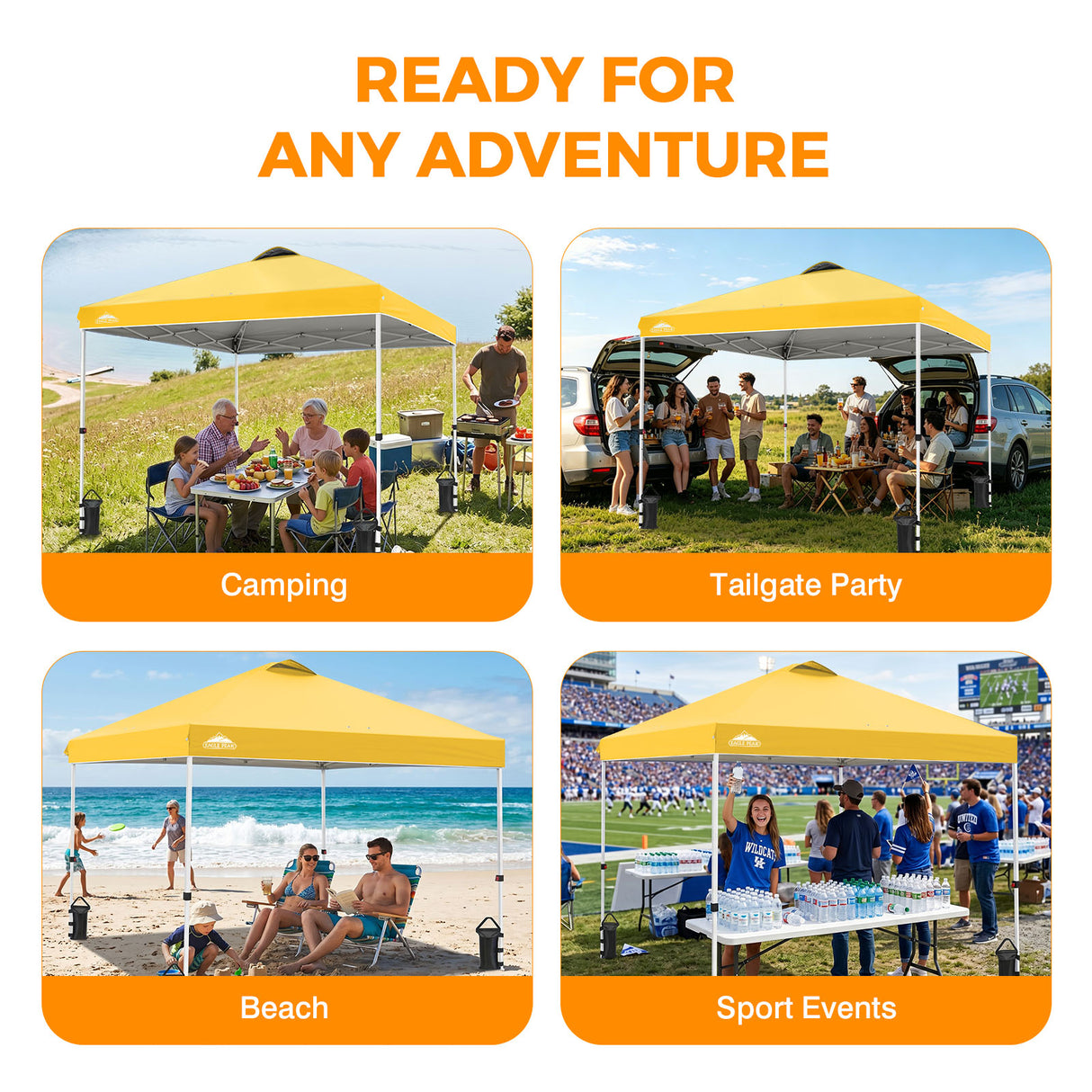 Easy Setup Straight Leg 10x10 Pop Up Canopy Tent w/ 100 sqft of Shade