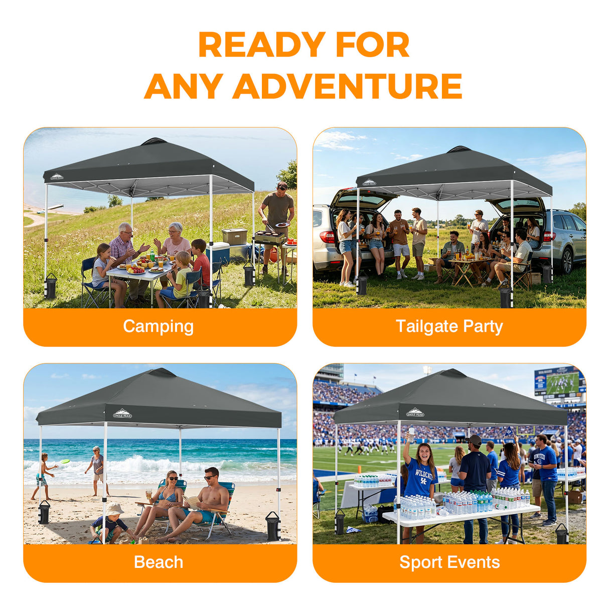Easy Setup Straight Leg 10x10 Pop Up Canopy Tent w/ 100 sqft of Shade