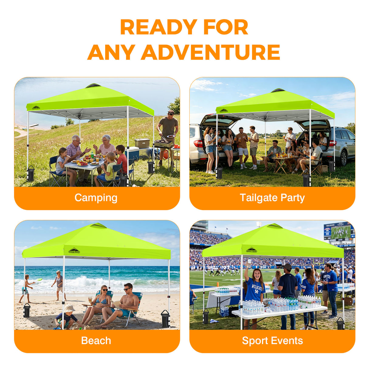 Easy Setup Straight Leg 10x10 Pop Up Canopy Tent w/ 100 sqft of Shade