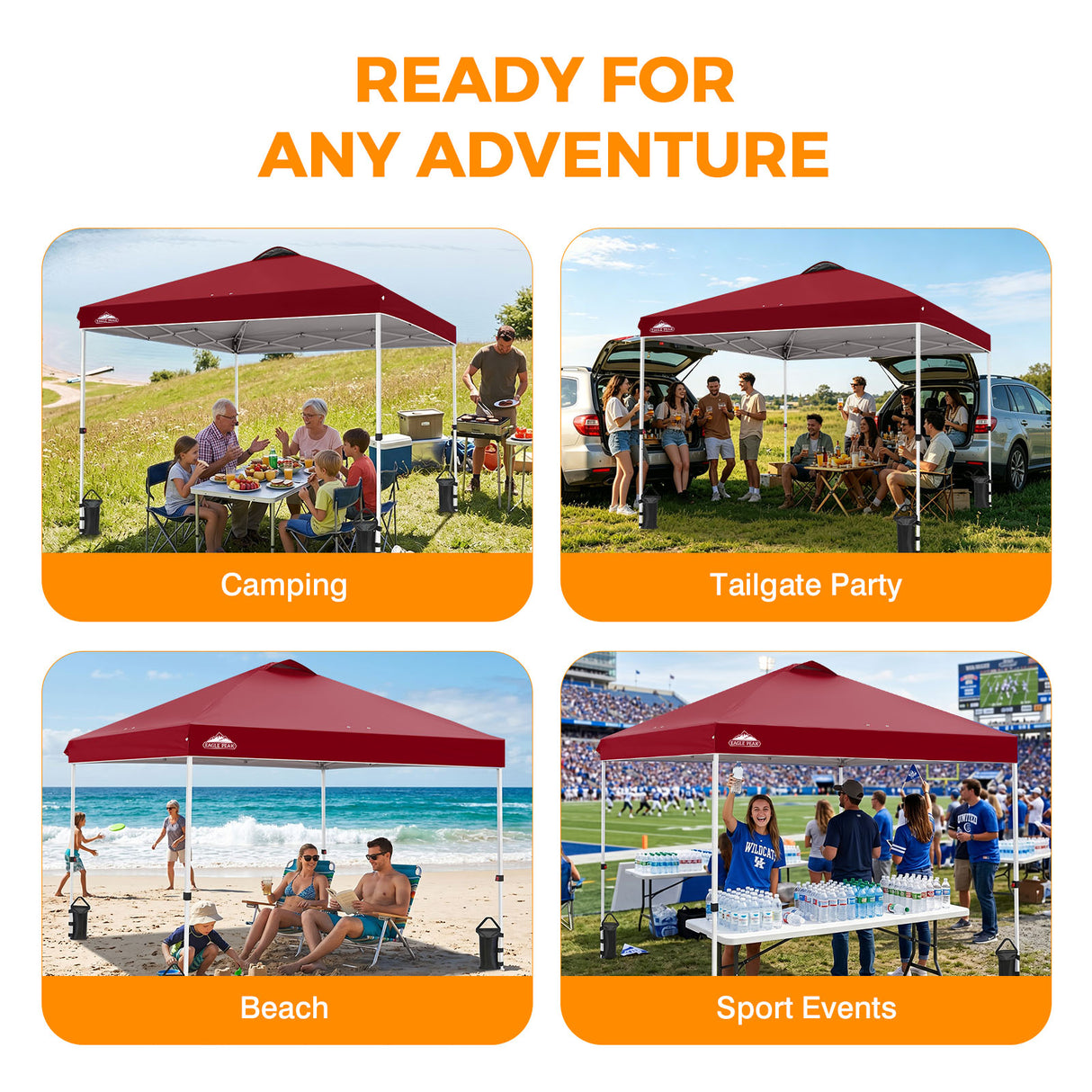 Easy Setup Straight Leg 10x10 Pop Up Canopy Tent w/ 100 sqft of Shade