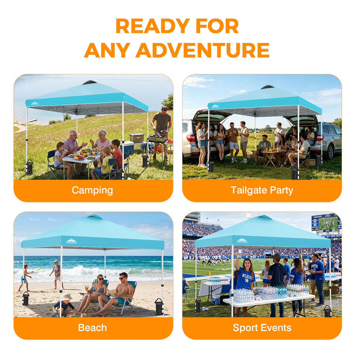 Easy Setup Straight Leg 10x10 Pop Up Canopy Tent w/ 100 sqft of Shade