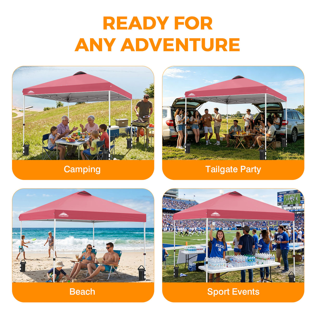 Easy Setup Straight Leg 10x10 Pop Up Canopy Tent w/ 100 sqft of Shade