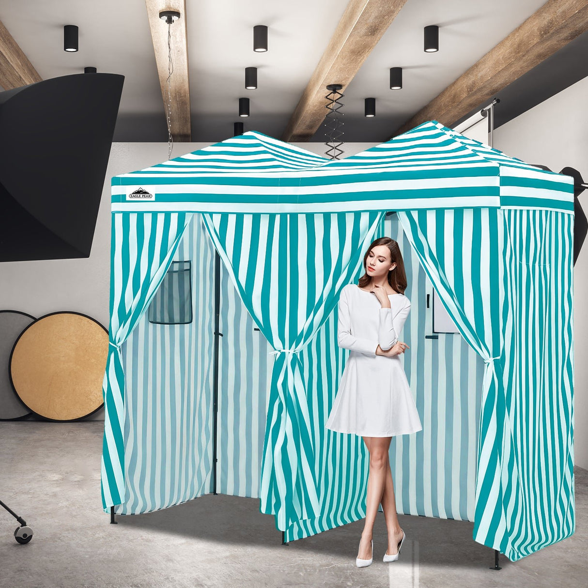 8x4 Outdoor Changing Room, 2 Room Pop Up Portable Changing Room - Eagle Peak Custom Canopy Tent
