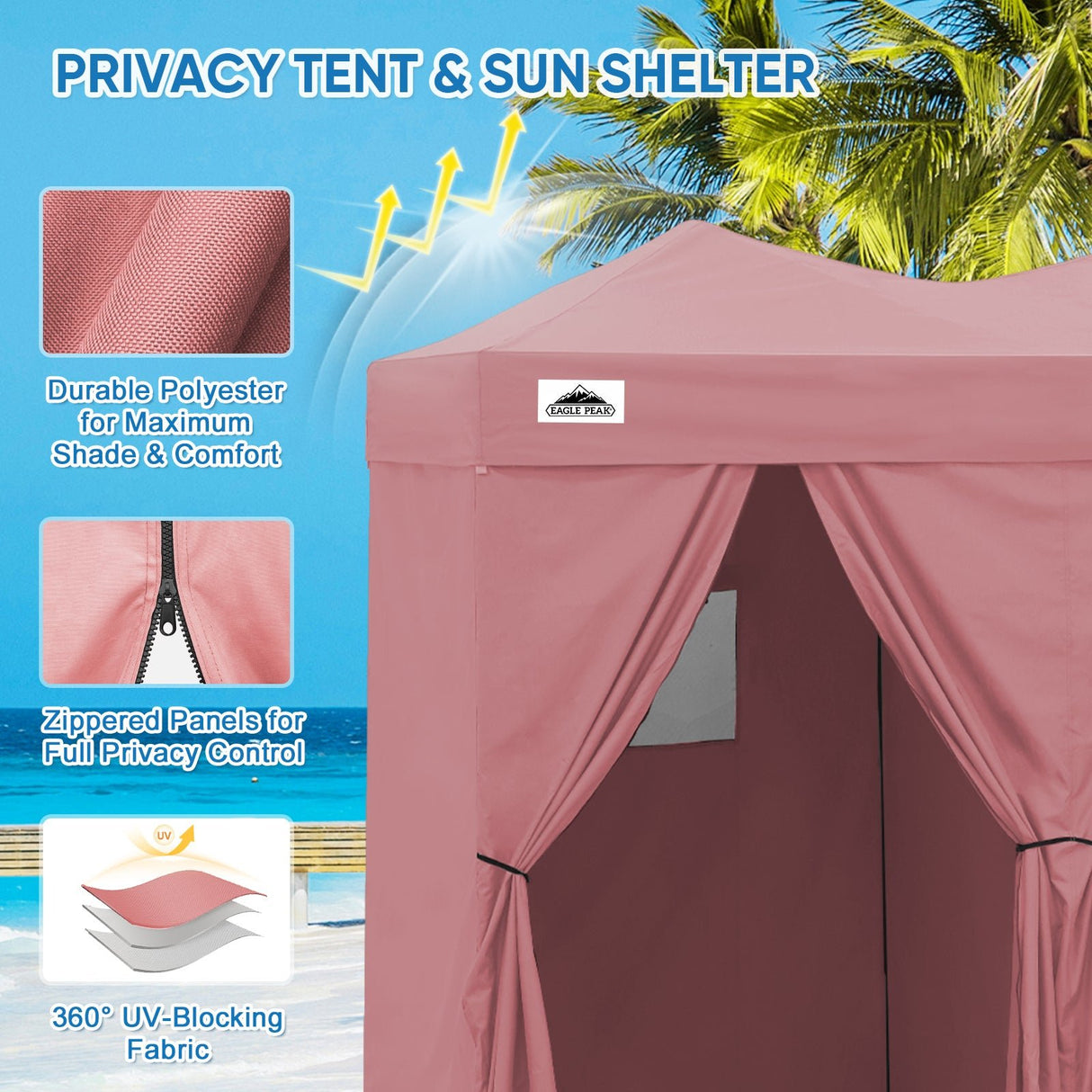 8x4 Outdoor Changing Room, 2 Room Pop Up Portable Changing Room - Eagle Peak Custom Canopy Tent