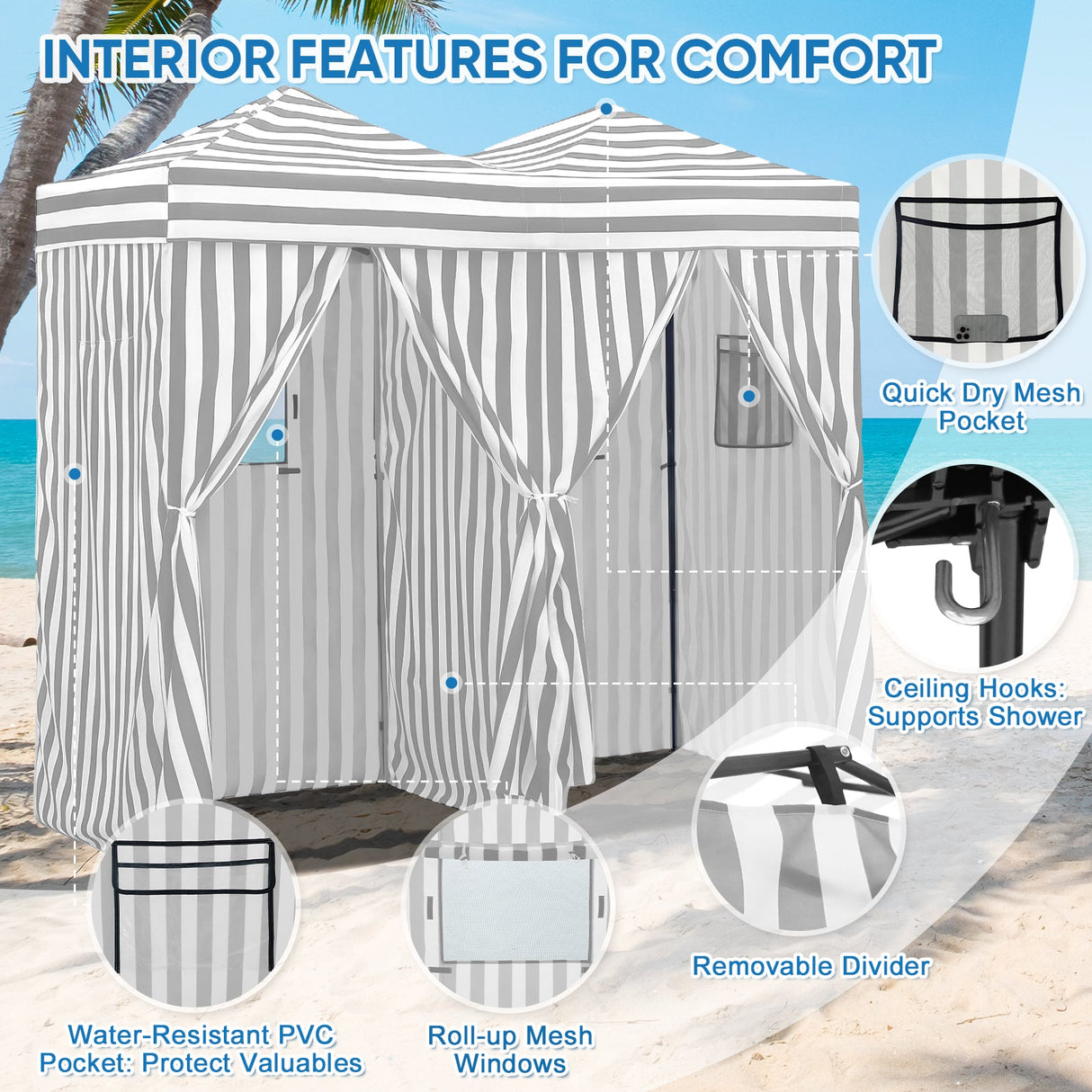 8x4 Outdoor Changing Room, 2 Room Pop Up Portable Changing Room - Eagle Peak Custom Canopy Tent