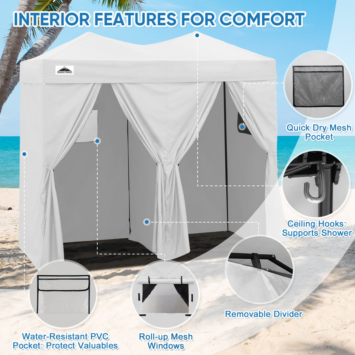 8x4 Outdoor Changing Room, 2 Room Pop Up Portable Changing Room - Eagle Peak Custom Canopy Tent