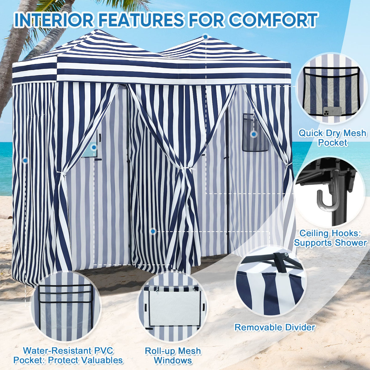 8x4 Outdoor Changing Room, 2 Room Pop Up Portable Changing Room - Eagle Peak Custom Canopy Tent