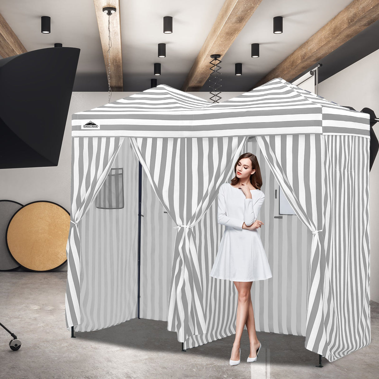 8x4 Outdoor Changing Room, 2 Room Pop Up Portable Changing Room - Eagle Peak Custom Canopy Tent