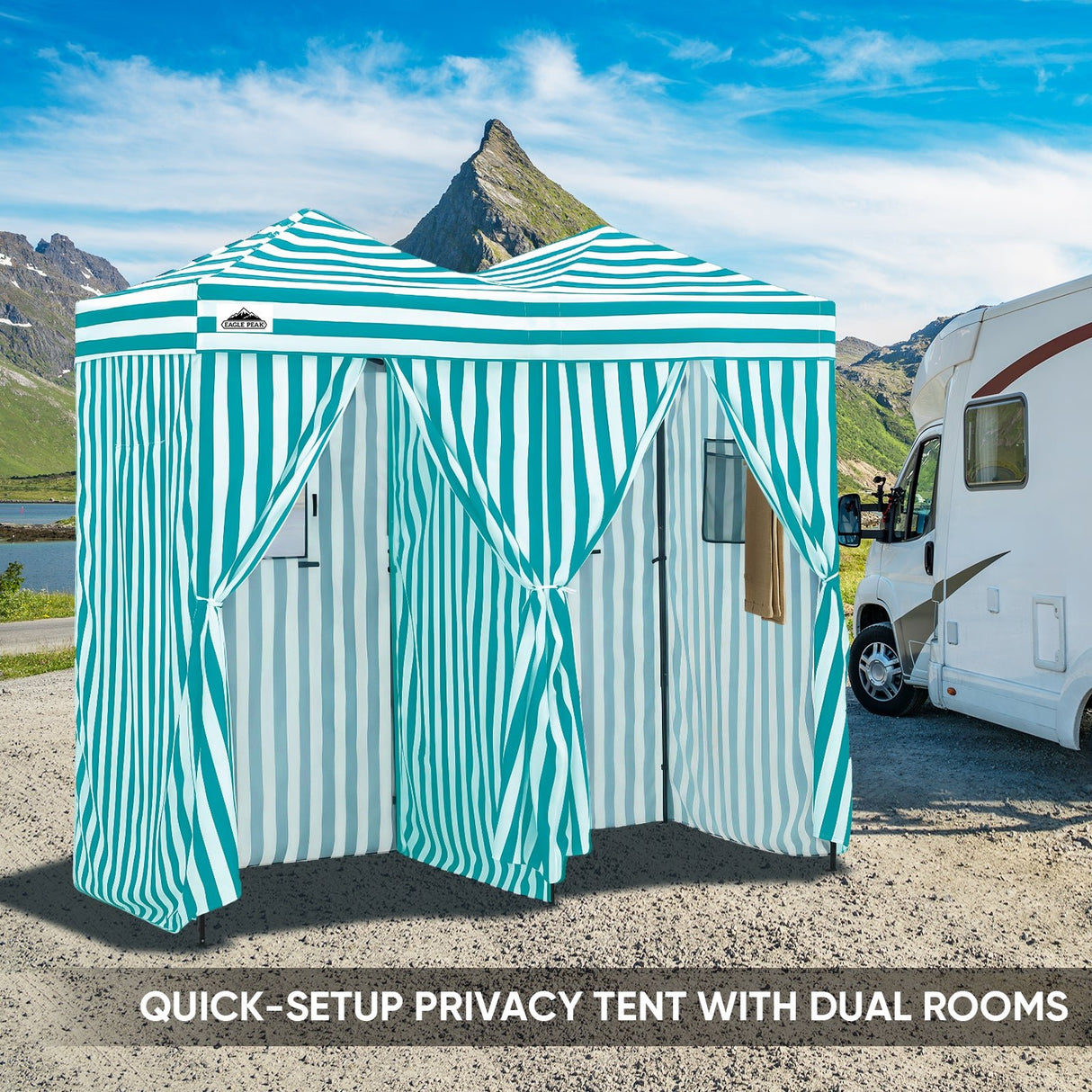 8x4 Outdoor Changing Room, 2 Room Pop Up Portable Changing Room - Eagle Peak Custom Canopy Tent