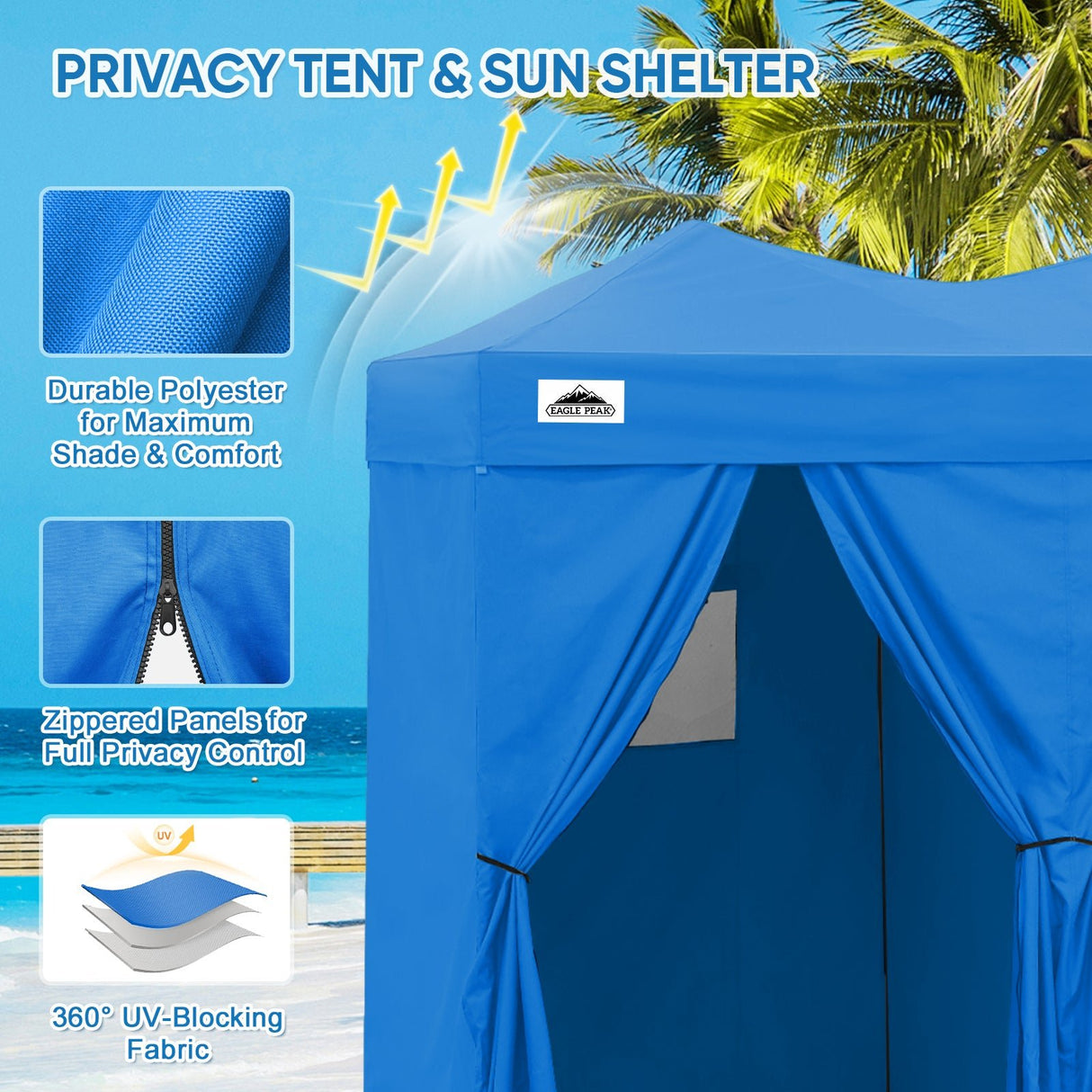 8x4 Outdoor Changing Room, 2 Room Pop Up Portable Changing Room - Eagle Peak Custom Canopy Tent
