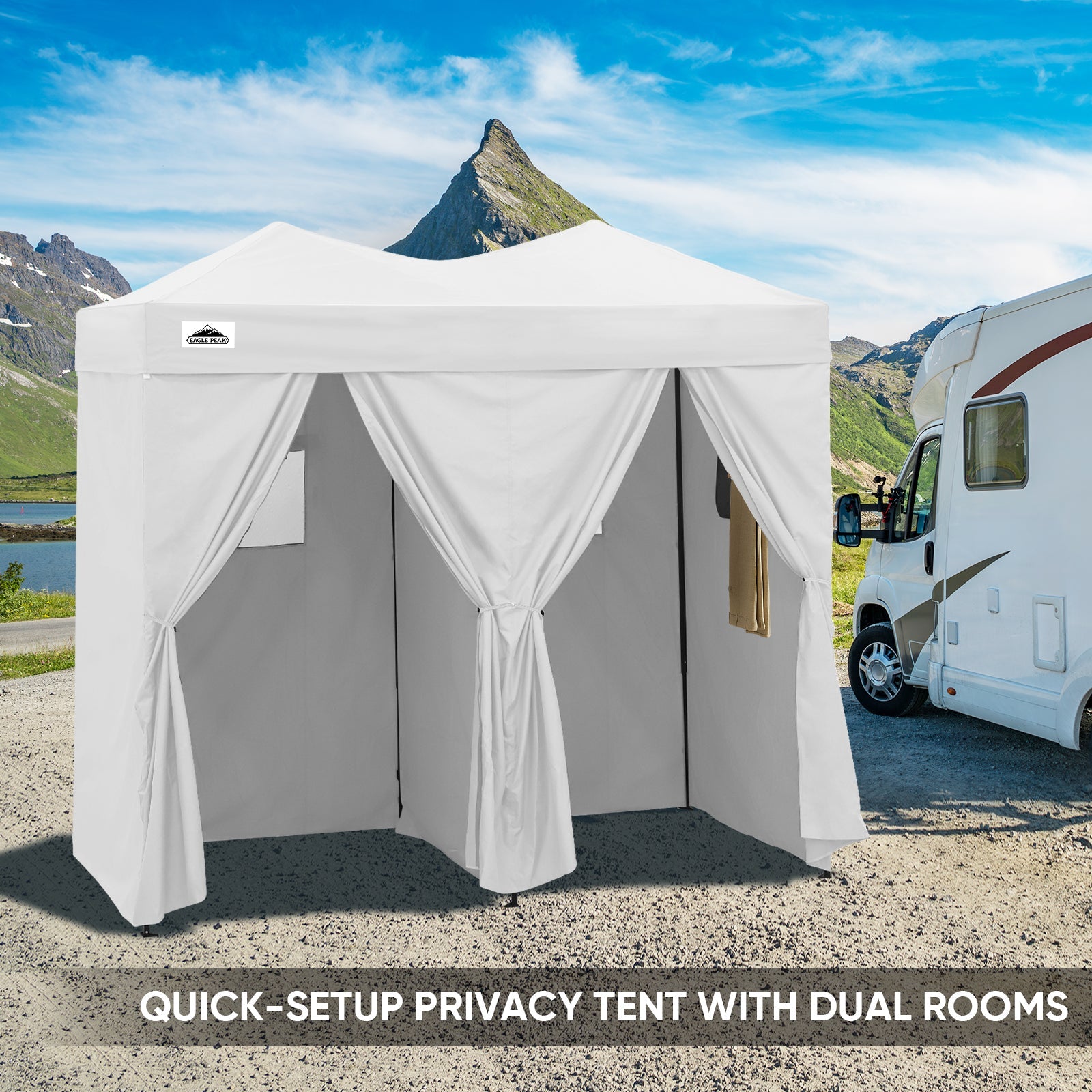 8x4 Outdoor Changing Room, 2 Room Pop Up Portable Changing