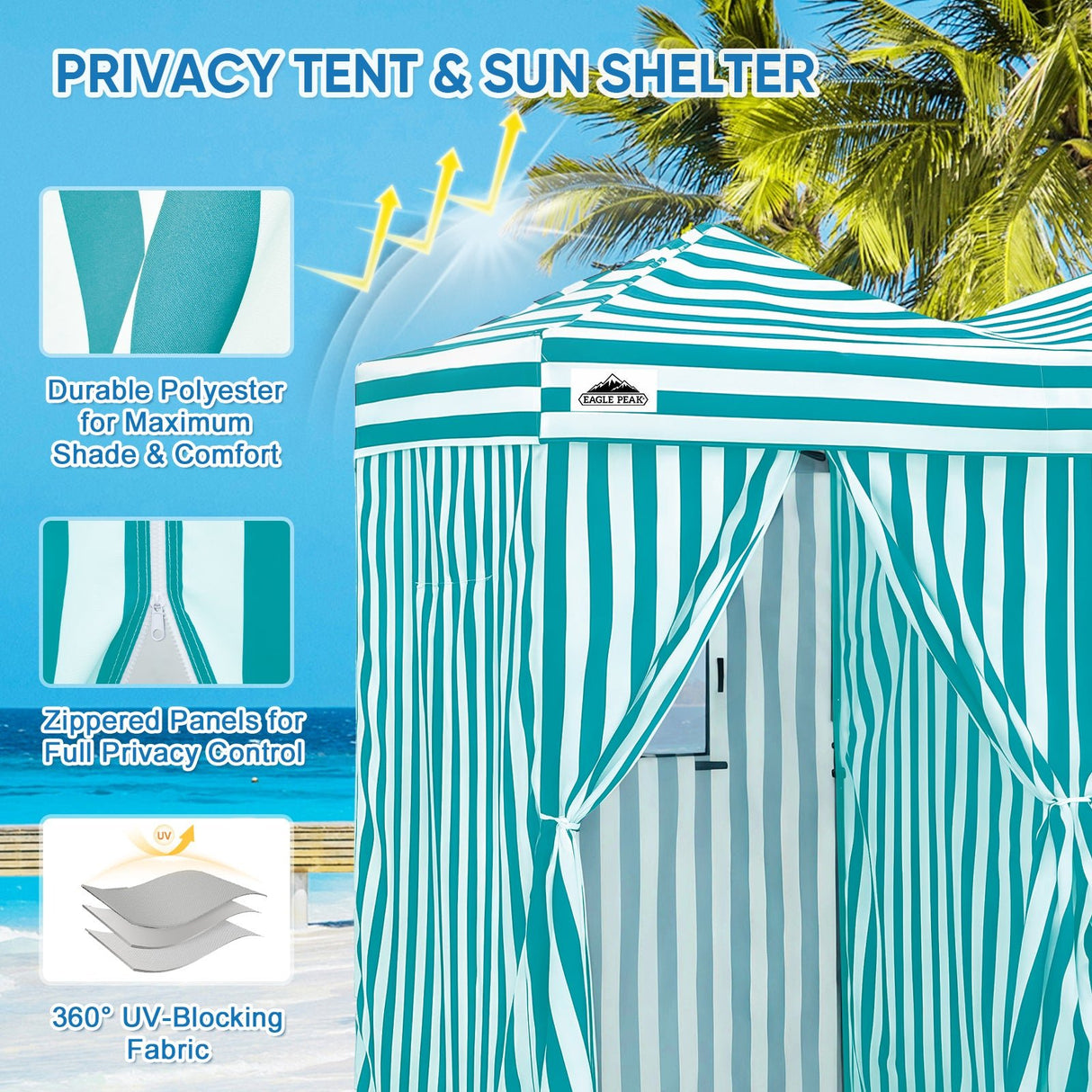 8x4 Outdoor Changing Room, 2 Room Pop Up Portable Changing Room - Eagle Peak Custom Canopy Tent