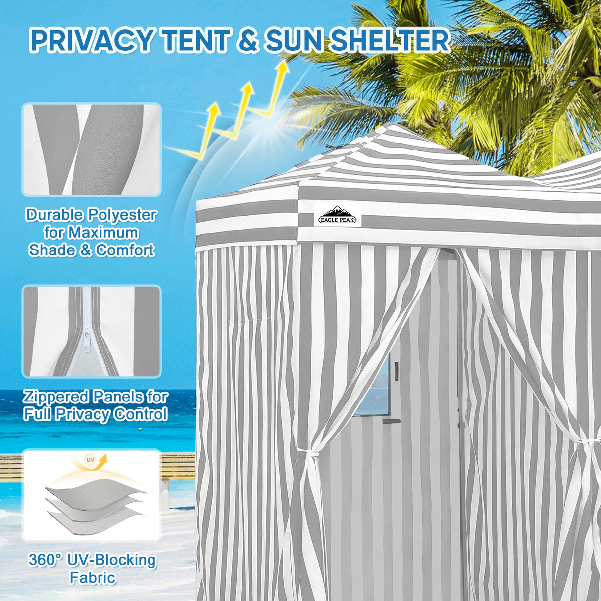 8x4 Outdoor Changing Room, 2 Room Pop Up Portable Changing Room - Eagle Peak Custom Canopy Tent