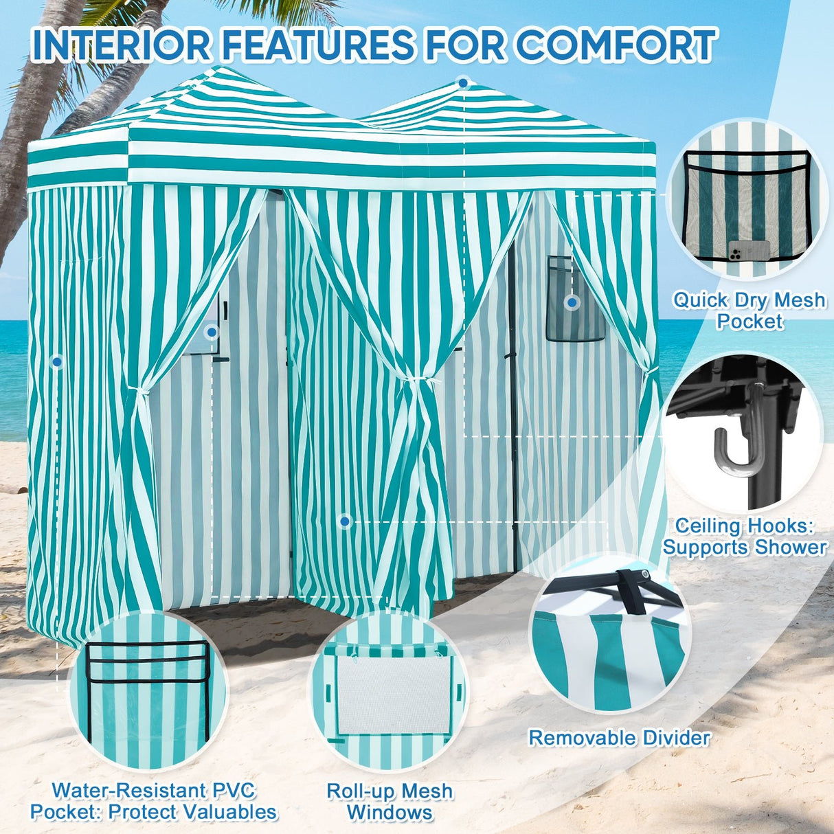 8x4 Outdoor Changing Room, 2 Room Pop Up Portable Changing Room - Eagle Peak Custom Canopy Tent