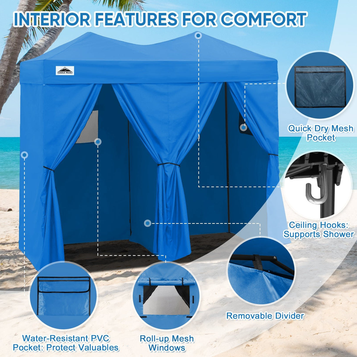 8x4 Outdoor Changing Room, 2 Room Pop Up Portable Changing Room - Eagle Peak Custom Canopy Tent