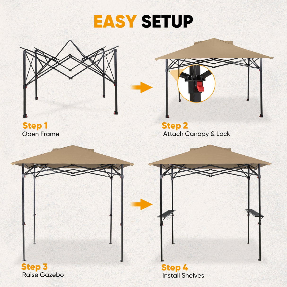 8x5 Pop up Grill Gazebo with Carry Bag and Air Vent - Eagle Peak®