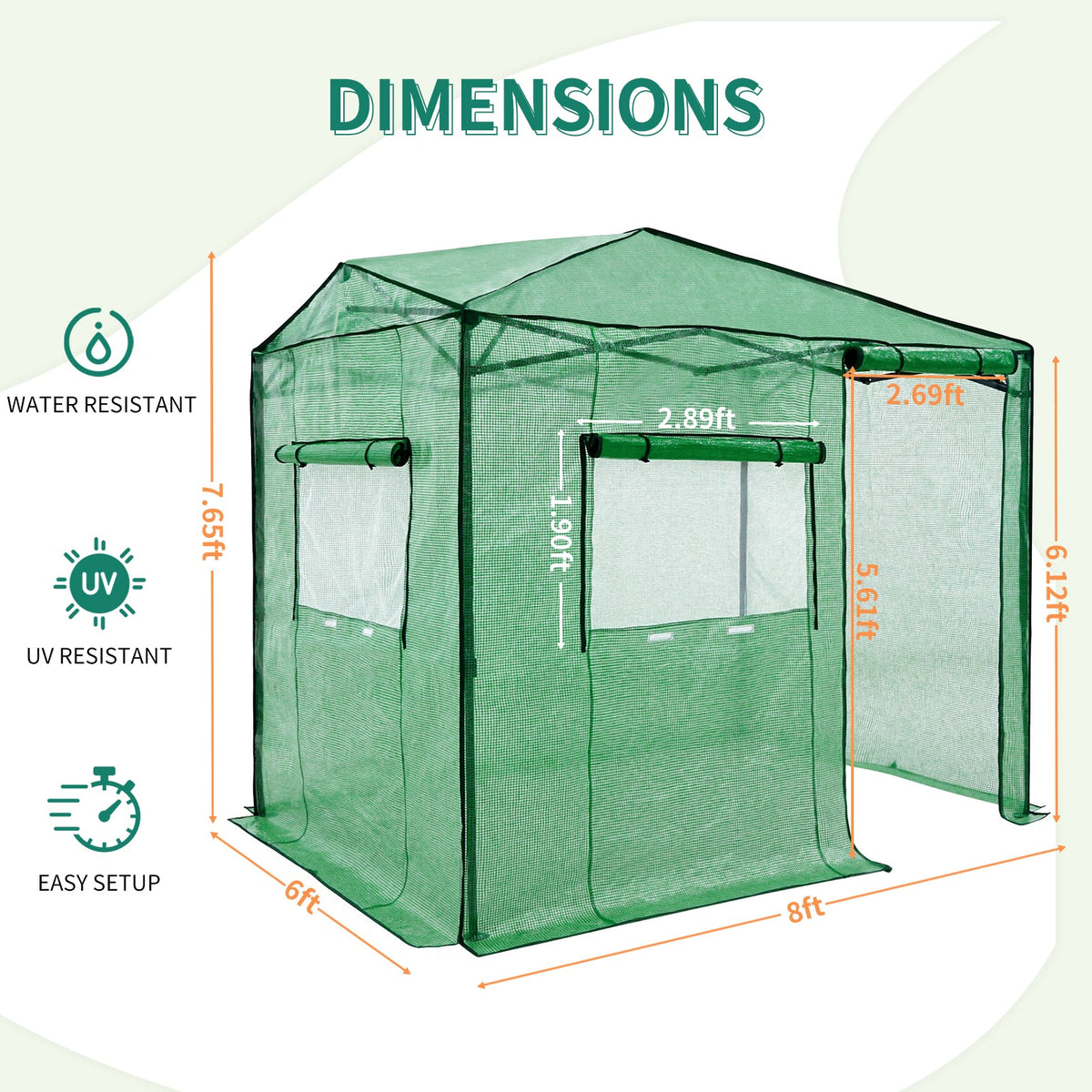 8x6 Easy Setup Pop Up Greenhouse - Eagle Peak®