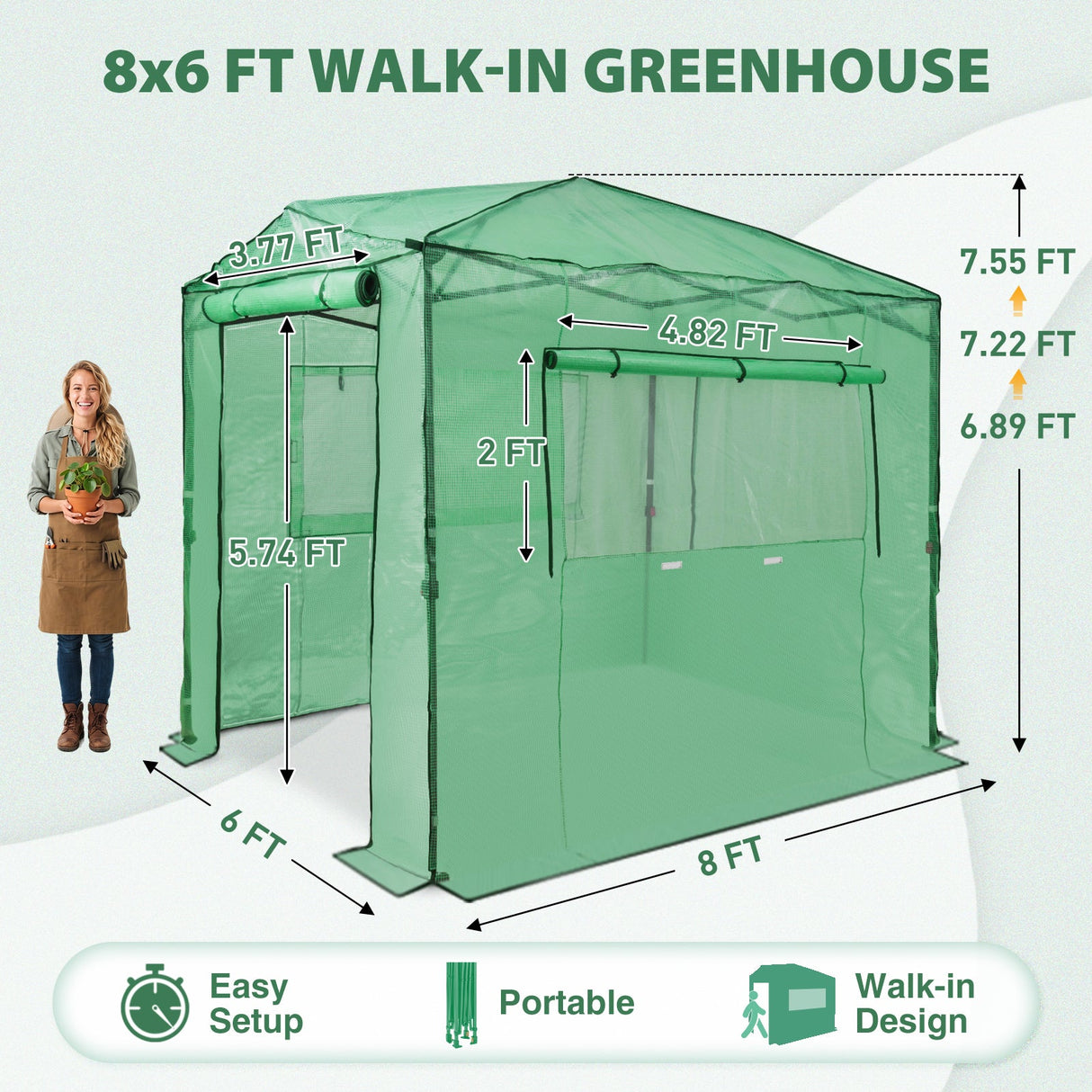 8x6 Easy Setup Pop Up Greenhouse - Eagle Peak®