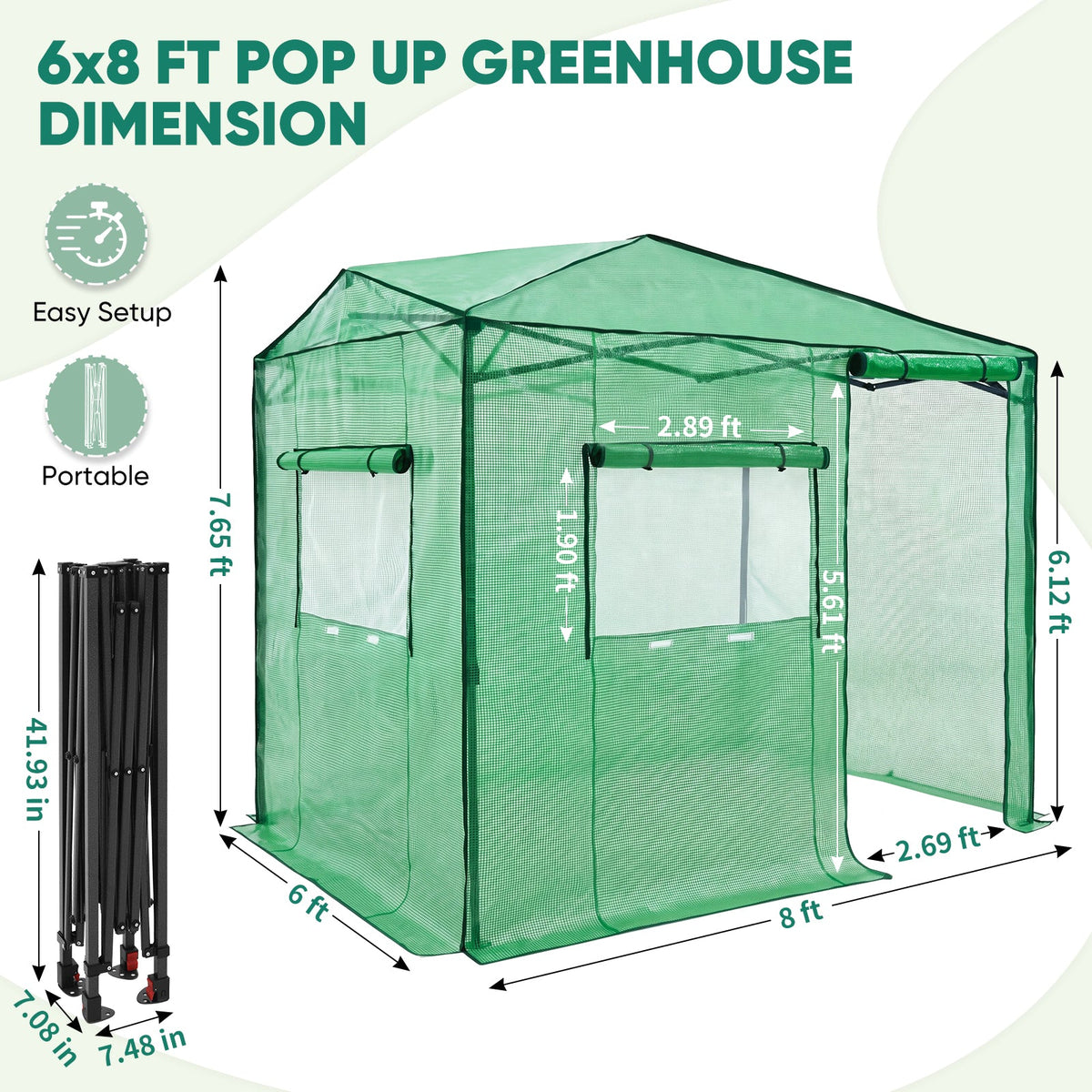 8x6 Easy Setup Pop Up Greenhouse - Eagle Peak®