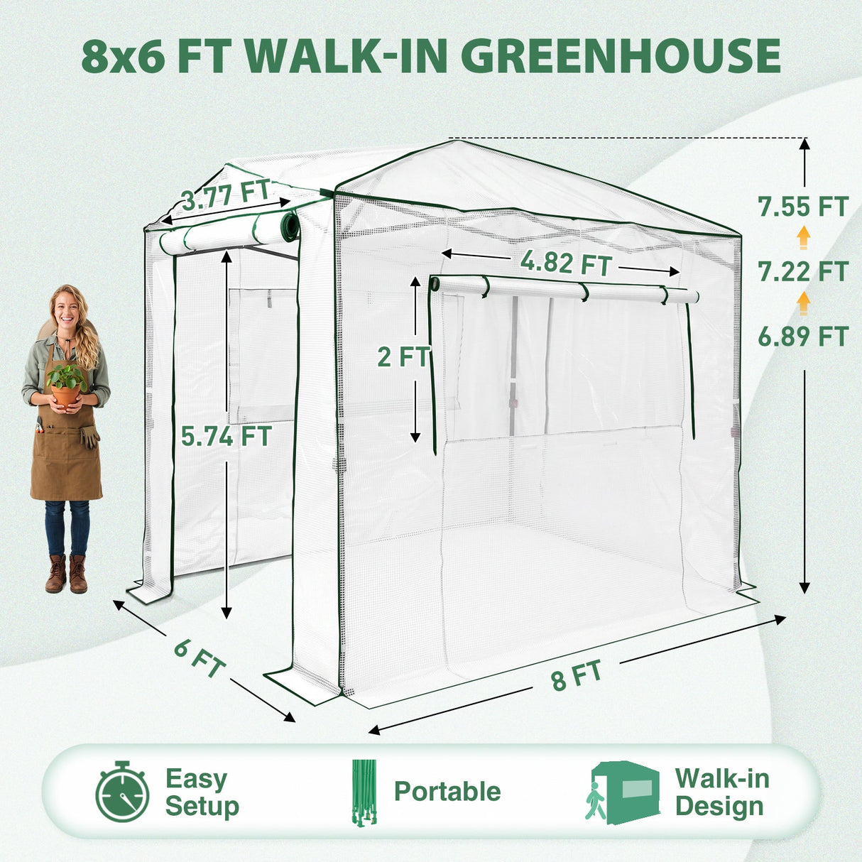 8x6 Easy Setup Pop Up Greenhouse - Eagle Peak®