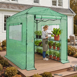 8x6 Easy Setup Pop Up Greenhouse, Mesh Door & Windows - Eagle Peak®