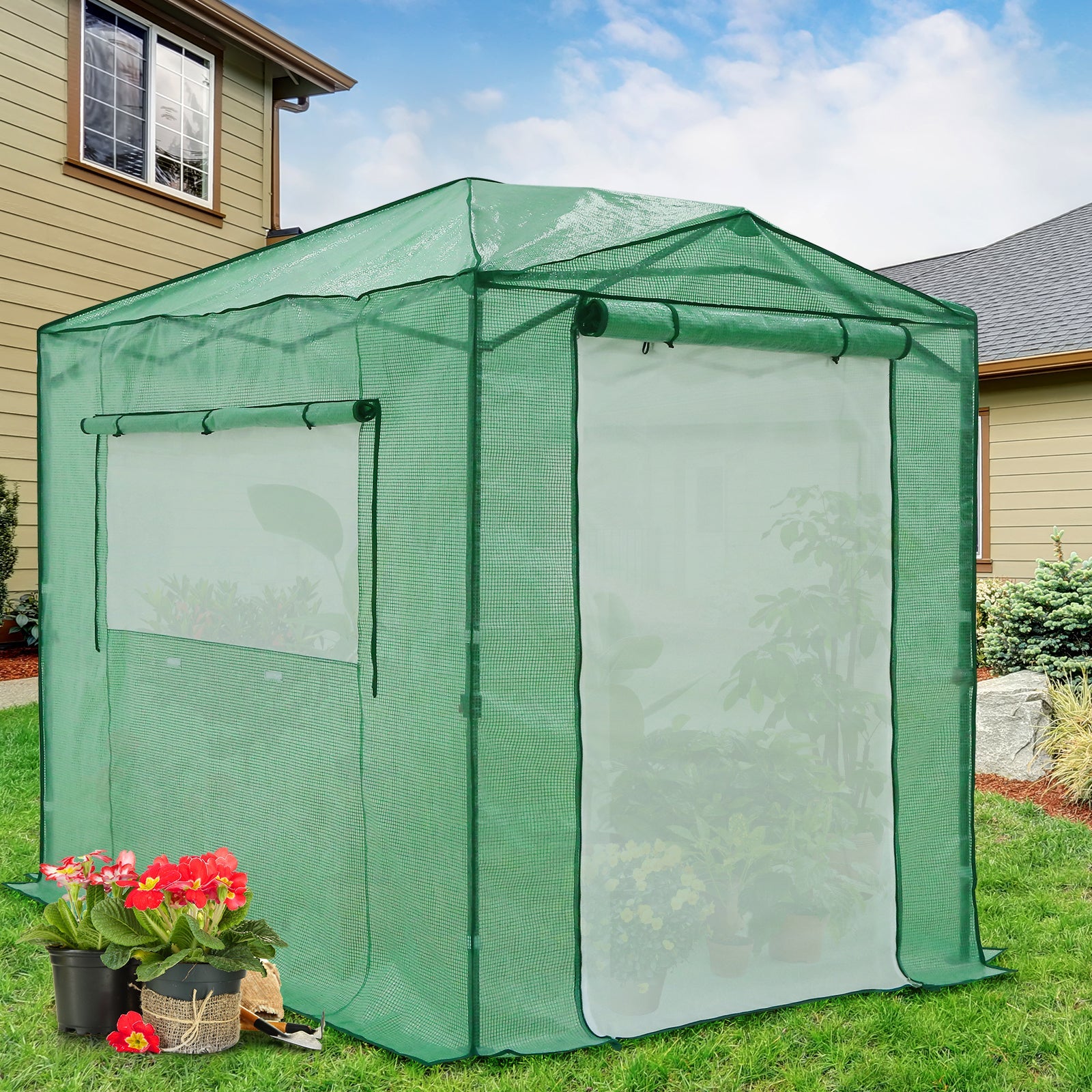 8x6 Walk-in Greenhouse with Upgraded Screen Mesh Door – Eagle Peak®