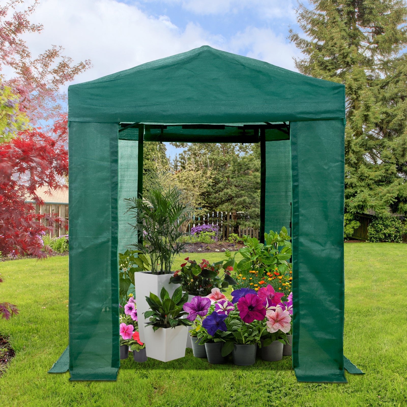 8x6/8x12/10x10 Walk in Shade Cloth Cover Greenhouse Gable Roof Gardeni