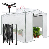 8x6/12x8 Portable Walk - in Greenhouse, Woven PE Top, White - Eagle Peak Custom Canopy Tent