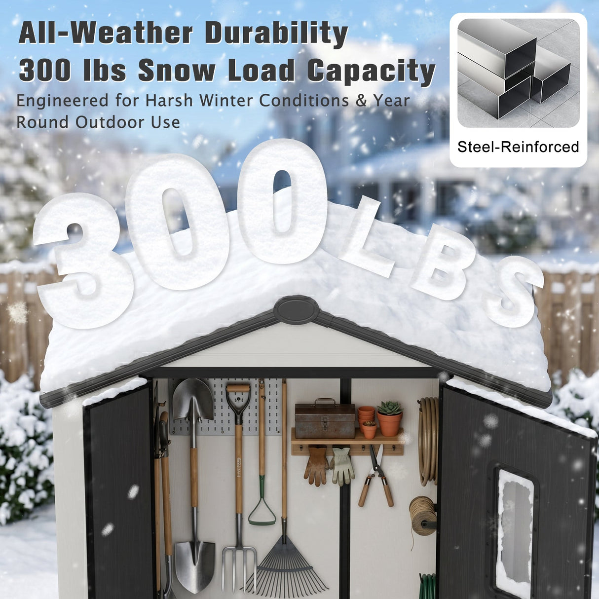 8x6/8x8/5x3/6x4 Resin Outdoor Storage Shed,Weatherproof Garden Shed - Eagle Peak