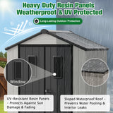 8x6/8x8/5x3/6x4 Resin Outdoor Storage Shed,Weatherproof Garden Shed - Eagle Peak