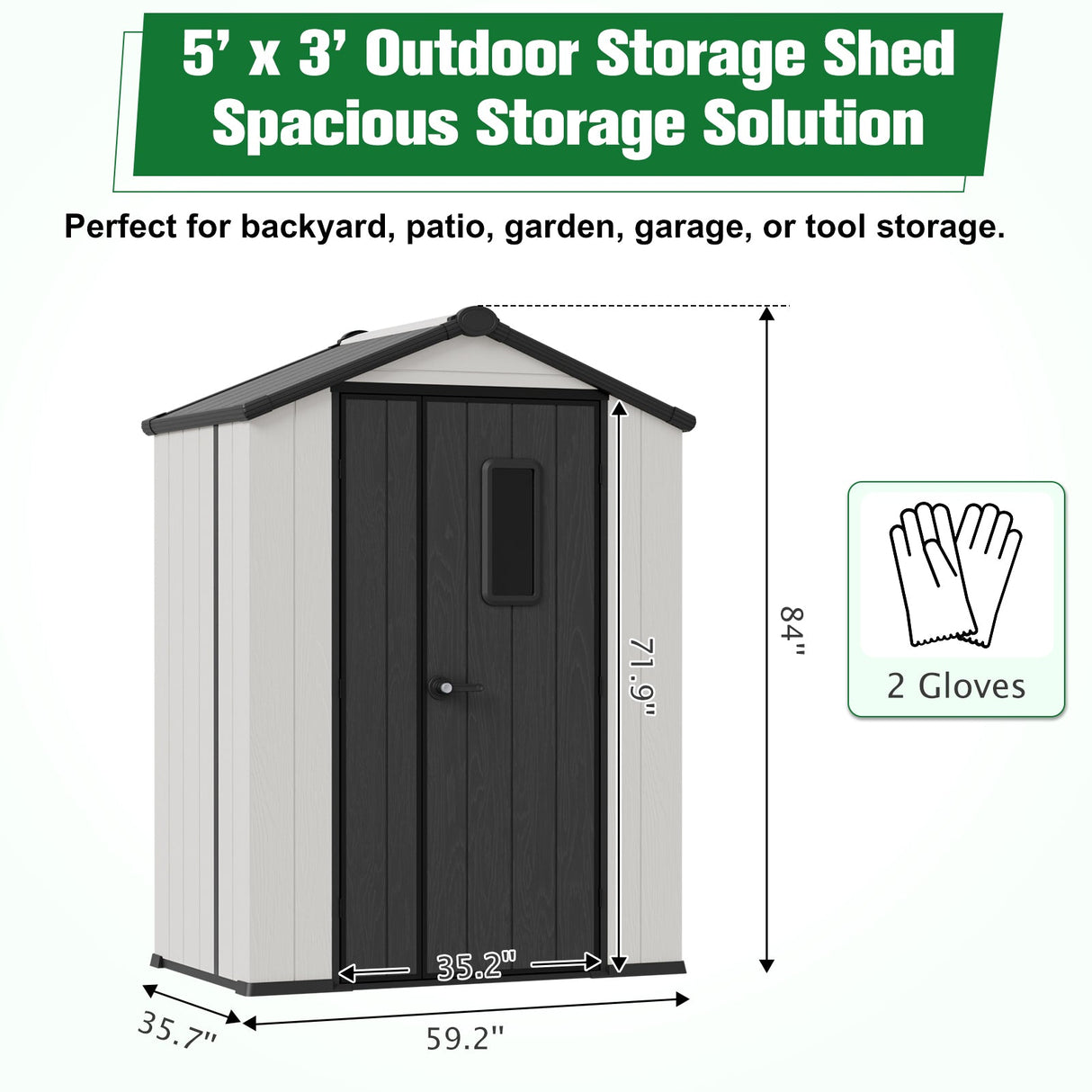 8x6/8x8/5x3/6x4 Resin Outdoor Storage Shed,Weatherproof Garden Shed - Eagle Peak