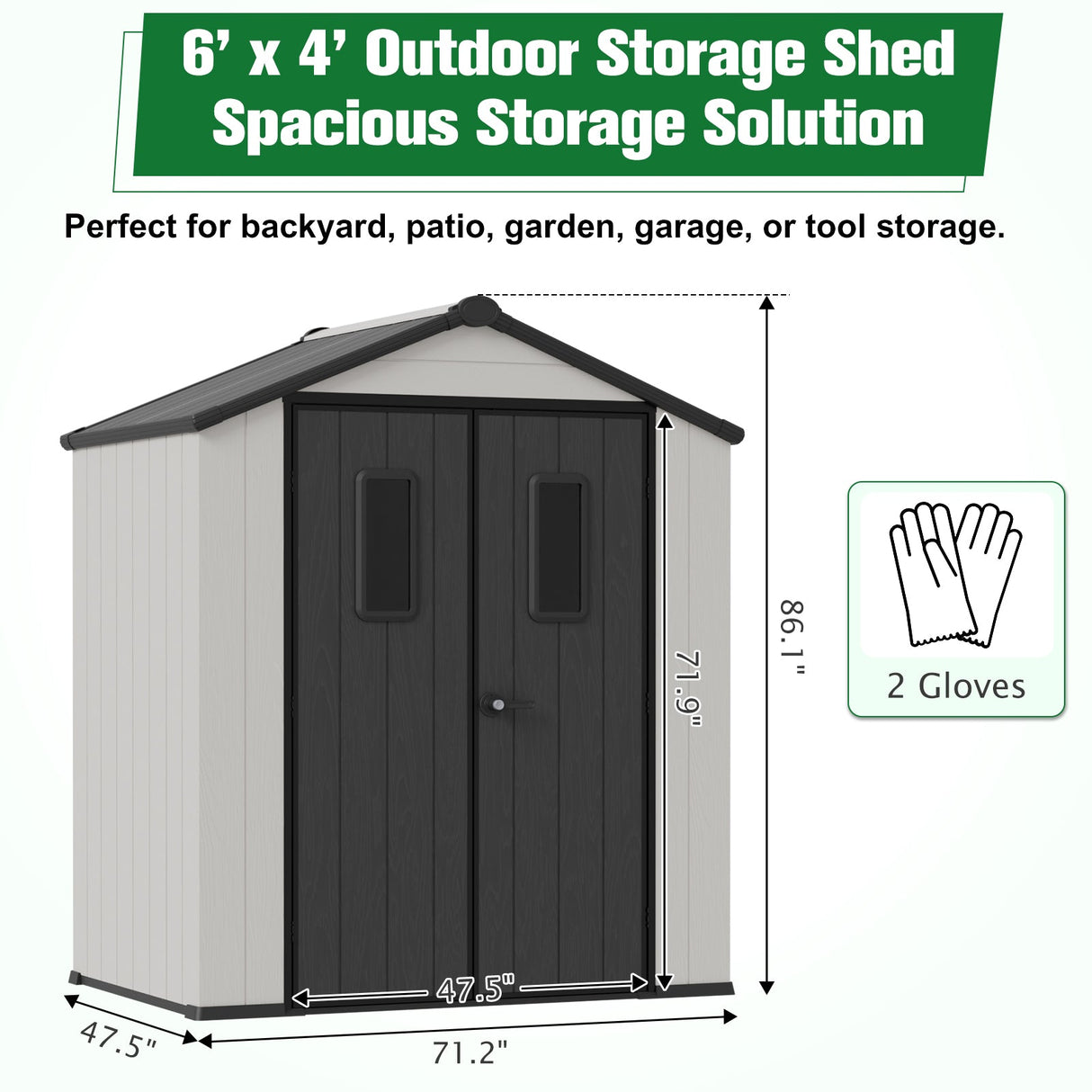 8x6/8x8/5x3/6x4 Resin Outdoor Storage Shed,Weatherproof Garden Shed - Eagle Peak