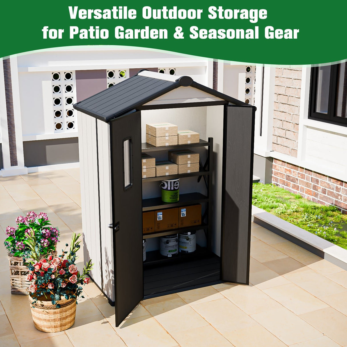 8x6/8x8/5x3/6x4 Resin Outdoor Storage Shed,Weatherproof Garden Shed - Eagle Peak