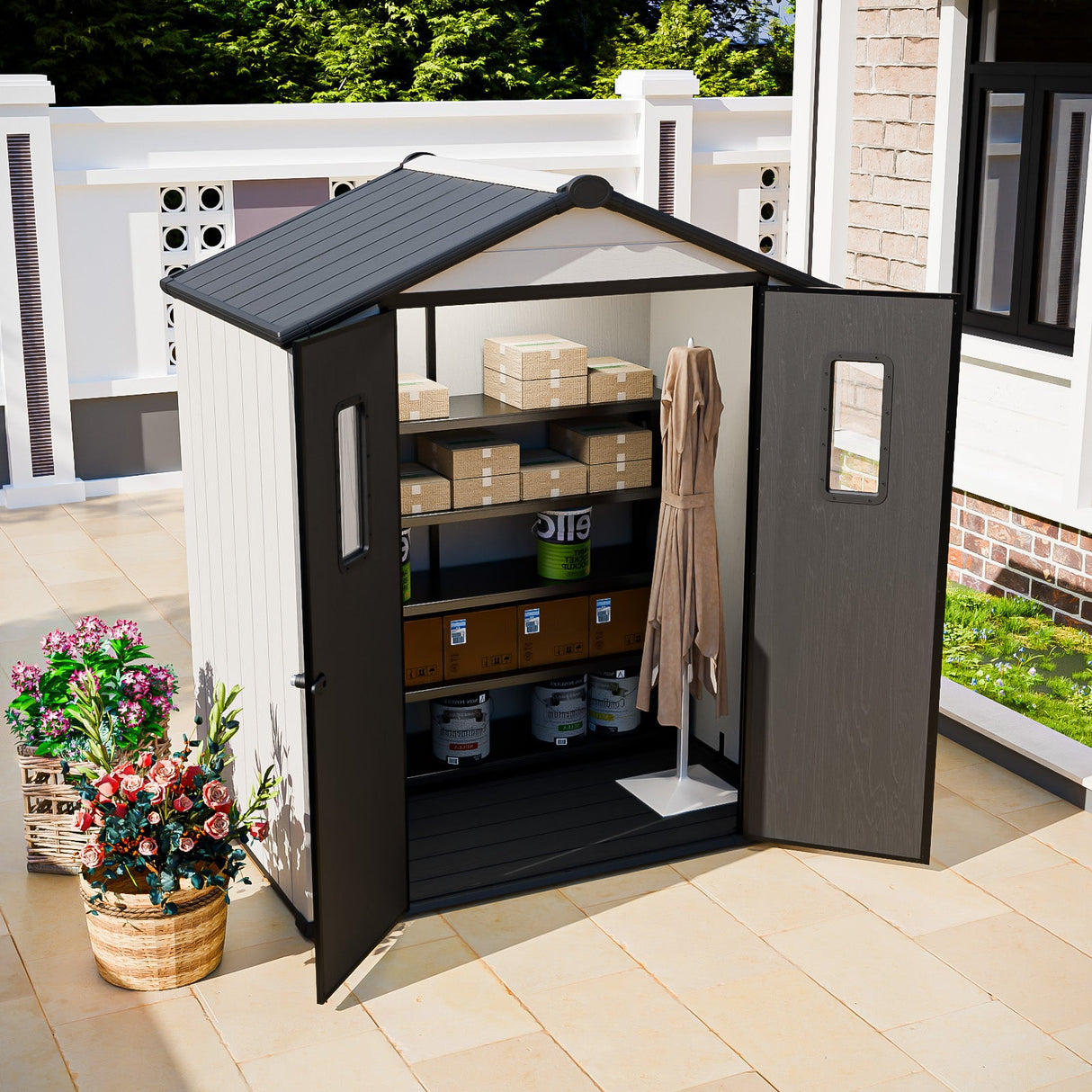 8x6/8x8/5x3/6x4 Resin Outdoor Storage Shed,Weatherproof Garden Shed - Eagle Peak