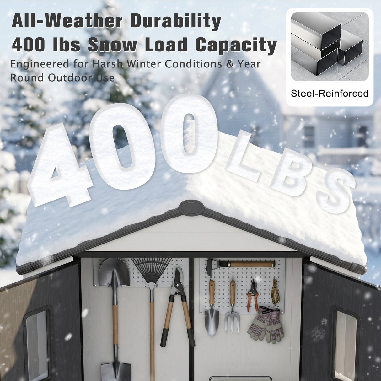 8x6/8x8/5x3/6x4 Resin Outdoor Storage Shed,Weatherproof Garden Shed - Eagle Peak