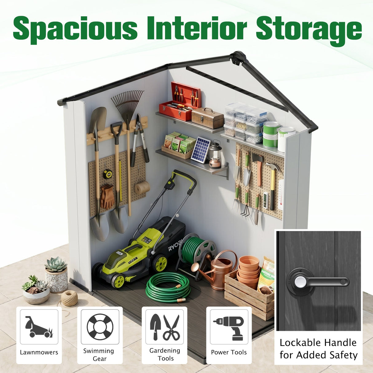 8x6/8x8/5x3/6x4 Resin Outdoor Storage Shed,Weatherproof Garden Shed - Eagle Peak