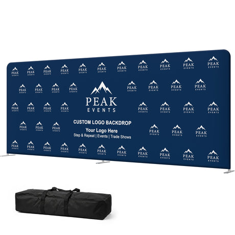 8x7.5 FT/10x7.5 FT/20x7.5 FT Custom Tension Fabric Trade Show Backdrop with Stand - Eagle Peak®