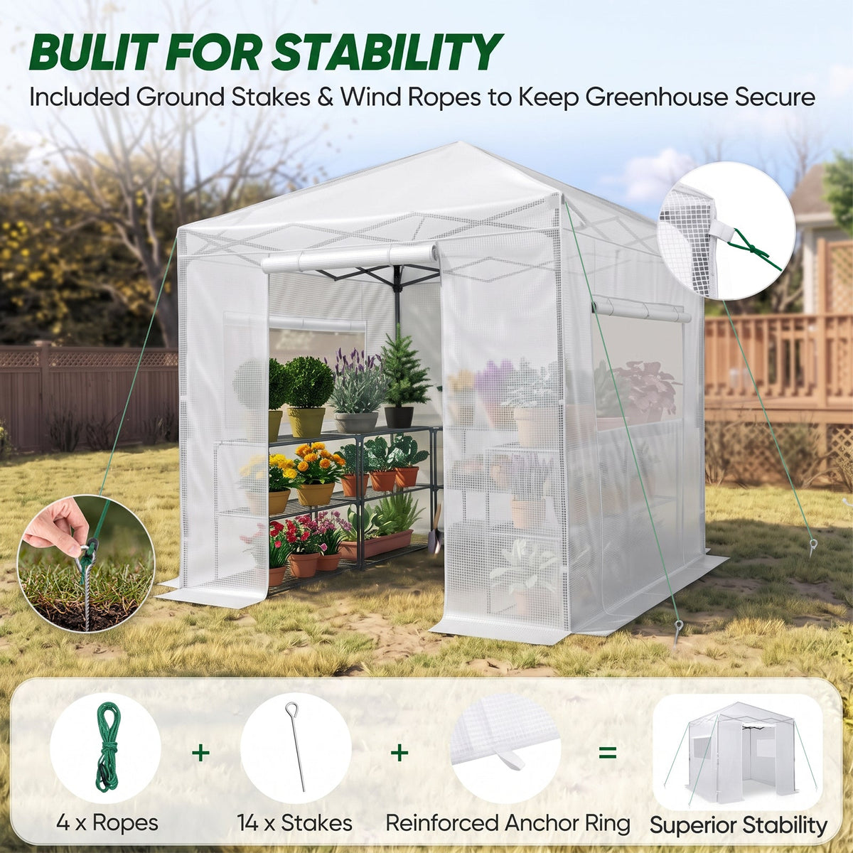 8x8 Easy Setup Pop Up Greenhouse - Eagle Peak®