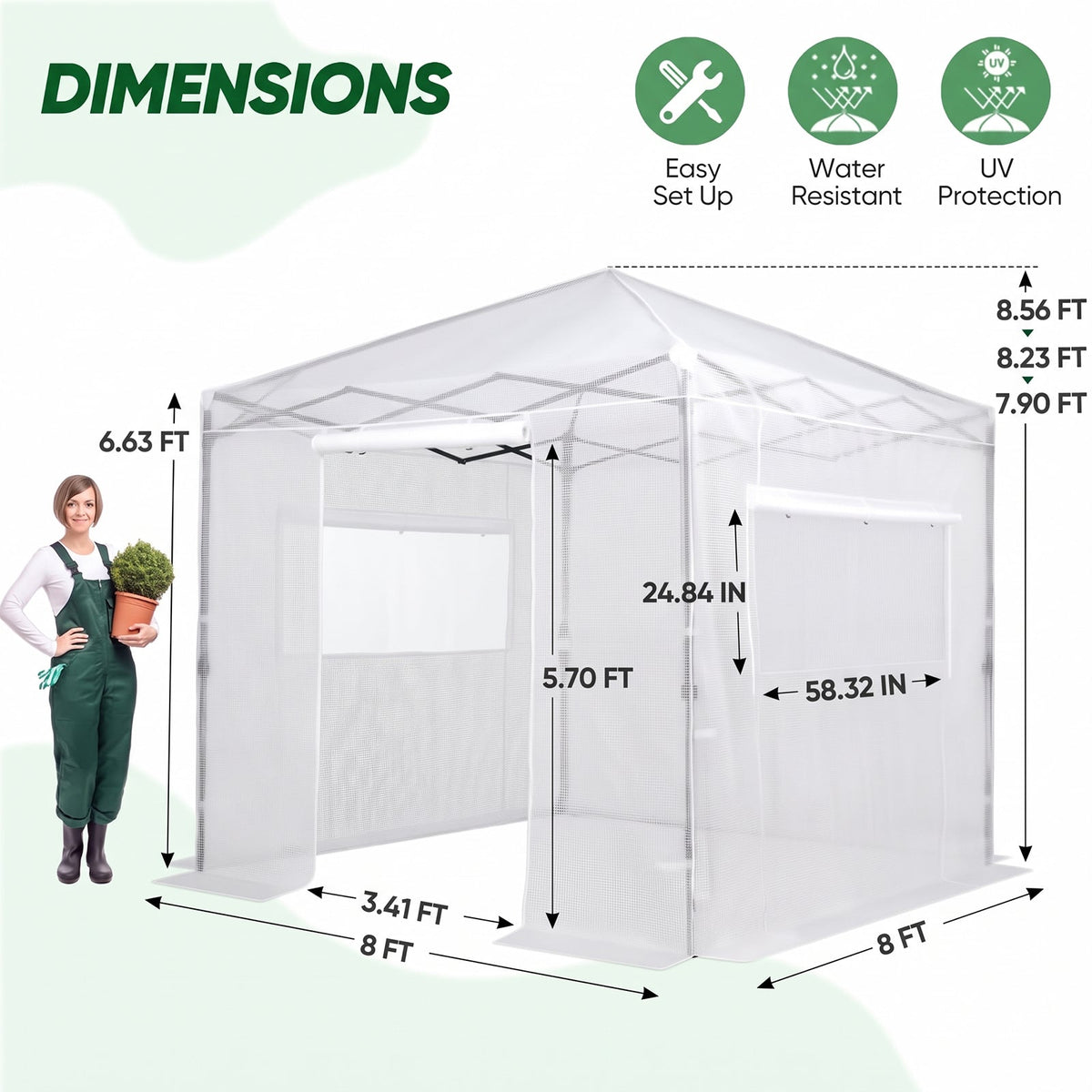 8x8 Easy Setup Pop Up Greenhouse - Eagle Peak®