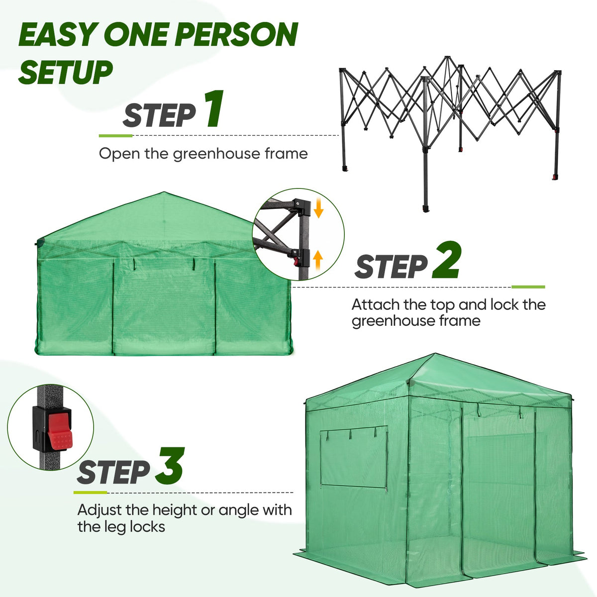 8x8 Easy Setup Pop Up Greenhouse - Eagle Peak®