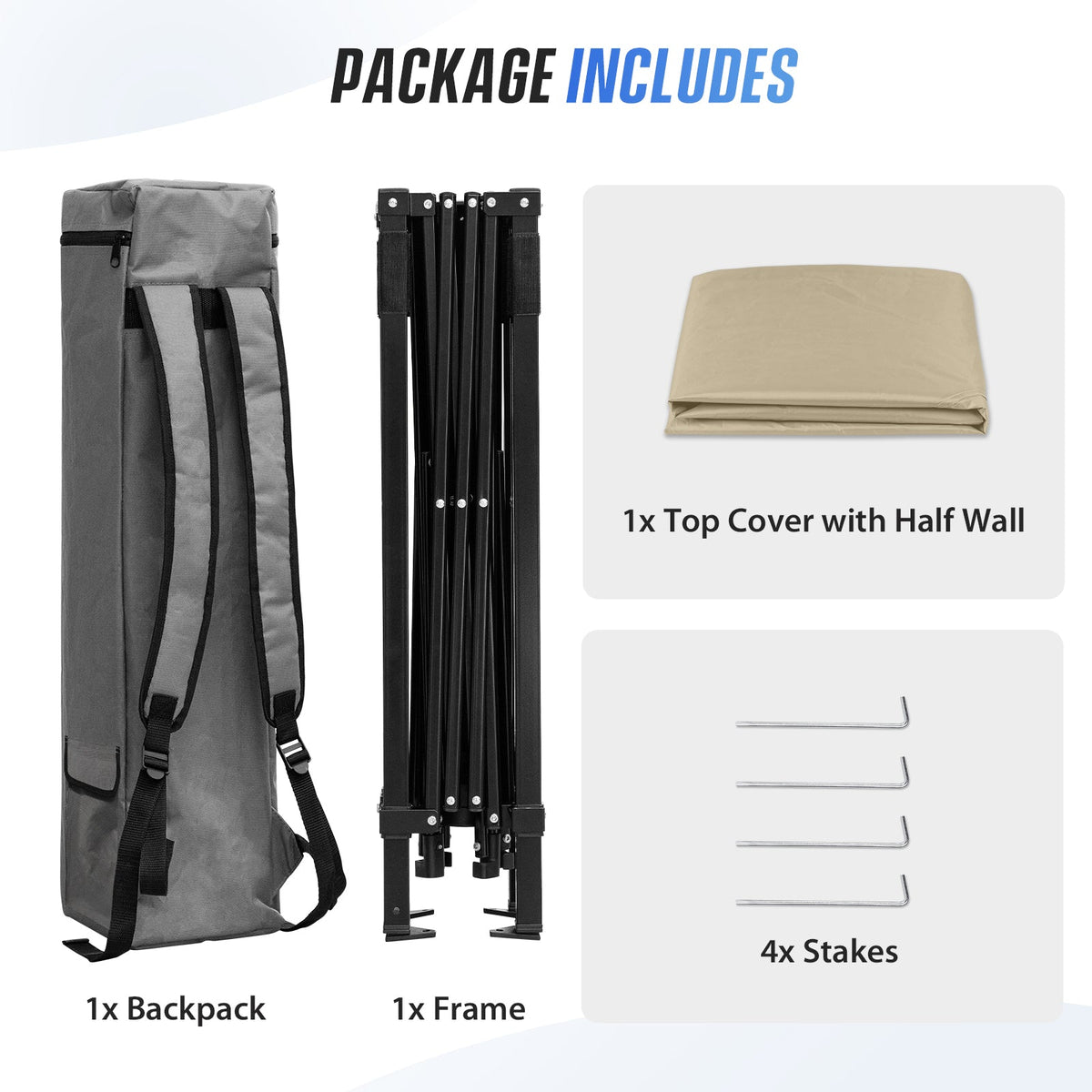 8X8 Pop Up Canopy Tent, Compact Backpack Canopy - Eagle Peak®