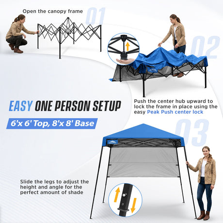 8X8 Pop Up Canopy Tent, Compact Backpack Canopy - Eagle Peak®