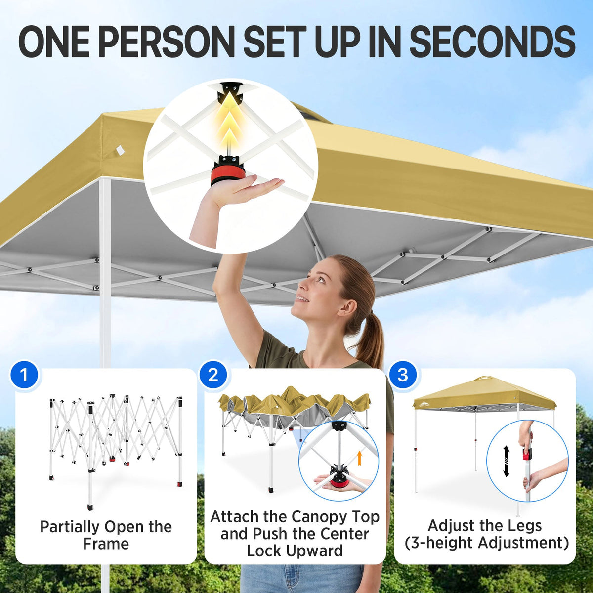 8x8 Pop Up Canopy Tent Easy Up Canopy Outdoor - Eagle Peak®