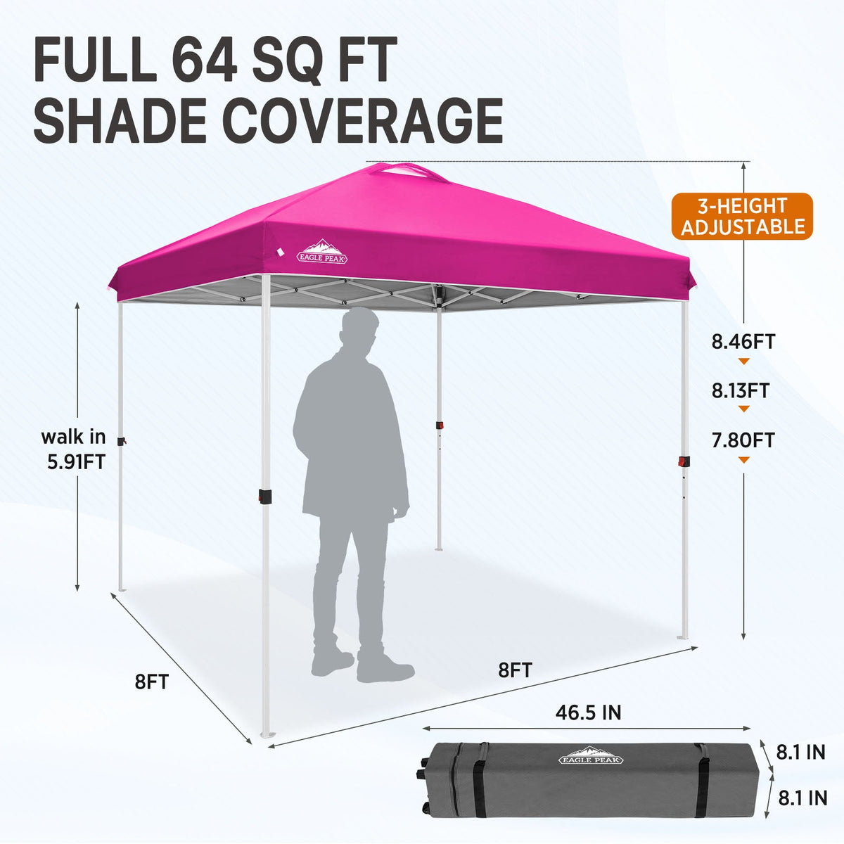8x8 Pop Up Canopy Tent Easy Up Canopy Outdoor - Eagle Peak®