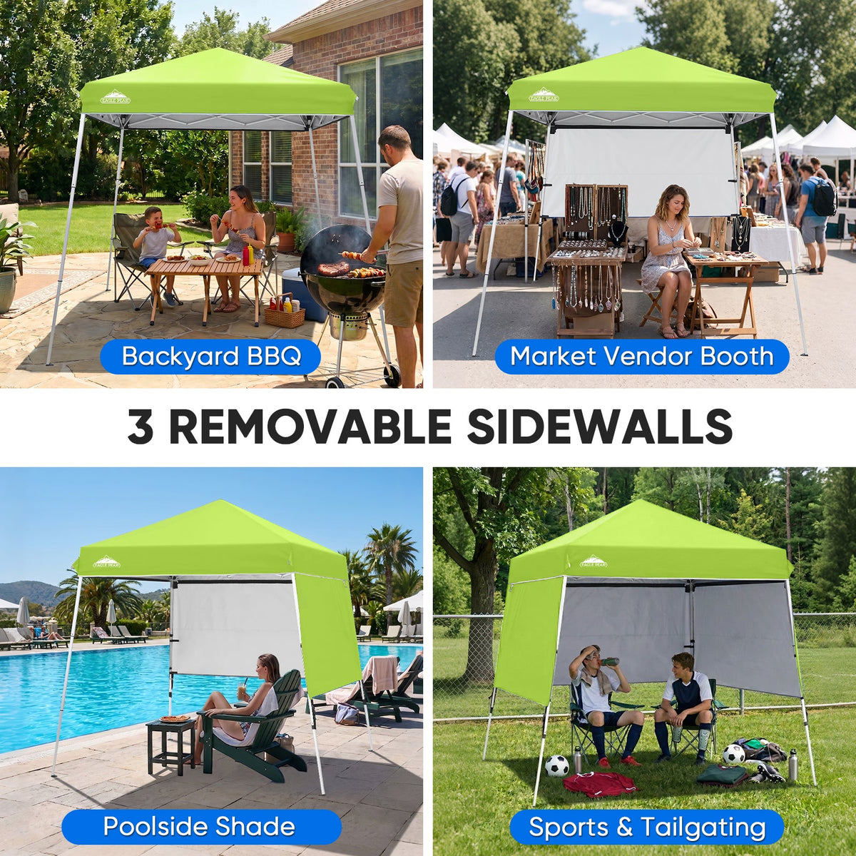 8x8 Pop Up Canopy Tent with 3 Half Walls, Compact - Eagle Peak®