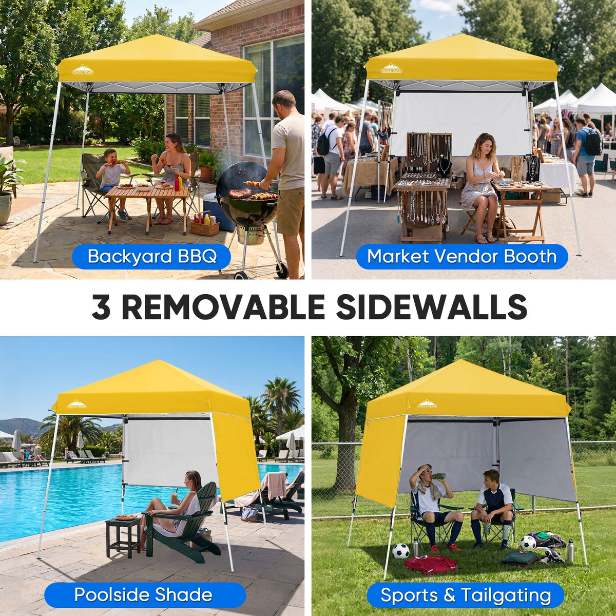8x8 Pop Up Canopy Tent with 3 Half Walls, Compact - Eagle Peak®
