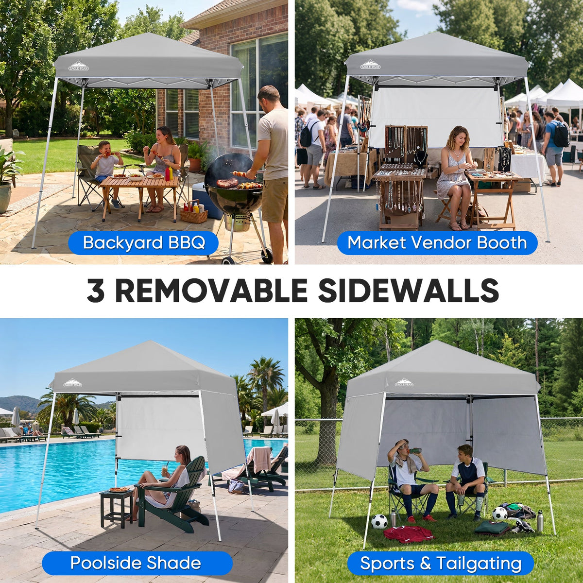 8x8 Pop Up Canopy Tent with 3 Half Walls, Compact - Eagle Peak®