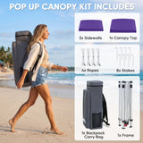 8x8 Pop Up Canopy Tent with 3 Half Walls, Compact - Eagle Peak®