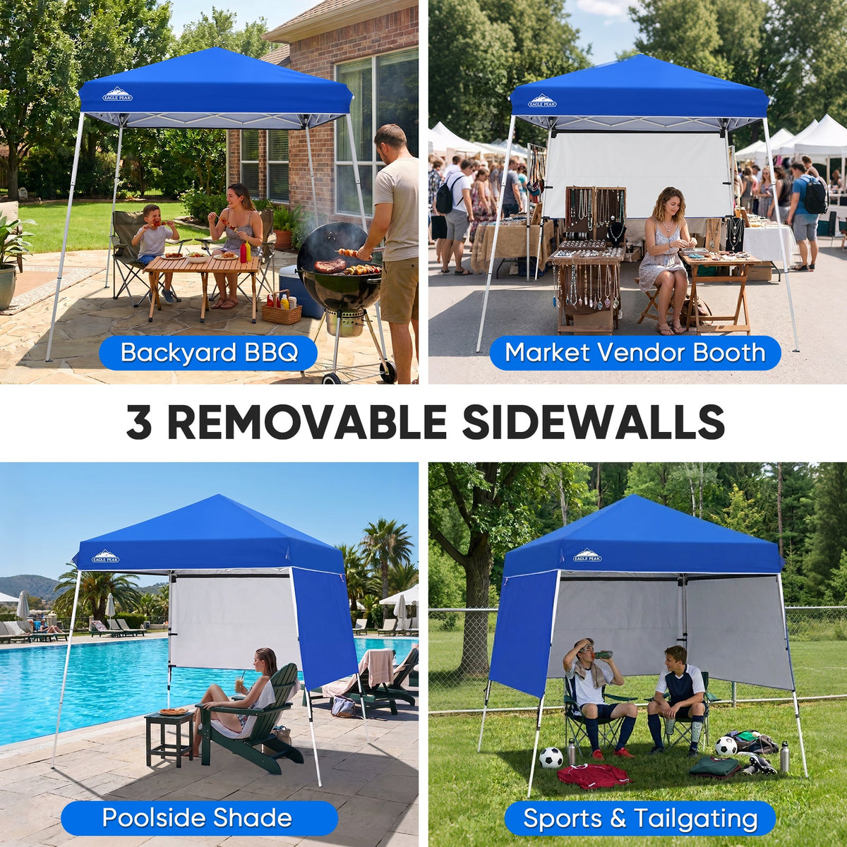 8x8 Pop Up Canopy Tent with 3 Half Walls, Compact - Eagle Peak®