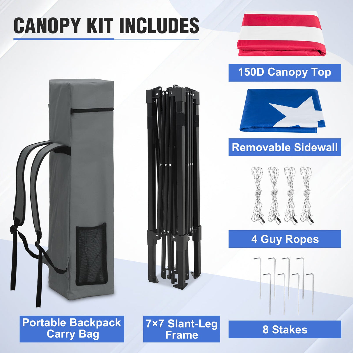 8x8 Pop Up Canopy Tent with Extended Eaves & Sidewall - Eagle Peak Custom Canopy Tent